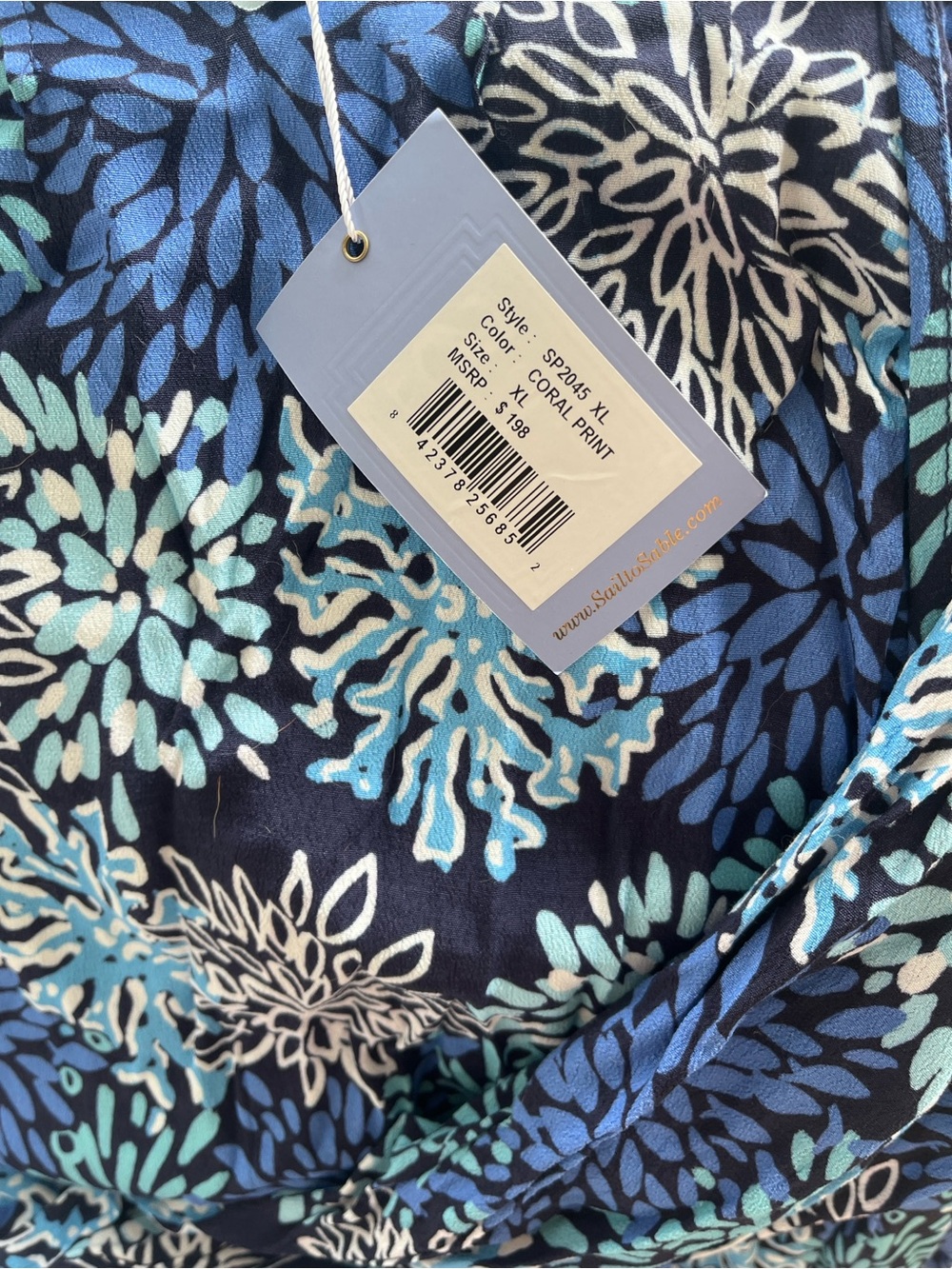 Sail to Sable (STS) Blue Floral Tie-Neck Tunic Dress/top New with tags - Picture 3 of 4